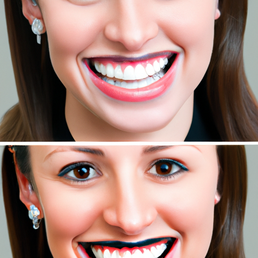 תמונת לפני ואחרי המציגה את השינוי שהושג באמצעות מהפך לחיוך.